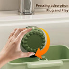 2Pcs Kitchen Sink Strainer Drainer Basket with Suction Cup,Food Waste Filter Basket,Sponge Brush Holder for Kit-chen Home,Efficient Kitchen Waste Management (Green)
