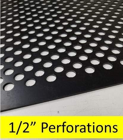 2'x2' Black Plastic Perforated Tile, 5 Pack, with 1/2" Holes