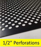 2'x2' Black Plastic Perforated Tile, 2 Pack with 1/2" Holes