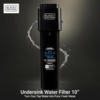 BLACK+DECKER Undersink Water Filter 10’’ | Reduces CHLORAMINE,Chlorine, Lead, PFAS, Bad Taste, Odor | Under Counter Water Filter Direct Connect to Kitchen Faucet | NSF/ANSI 42 Certified | 1 year