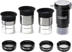 Complete Telescope Eyepiece Set - Multi-Coated Optics - 1.25 inch Eyepiece Set with 4mm, 10mm, 20mm Lenses, 5X Barlow Lens, 2 Moon Filters, 2 Polarizing Filters
