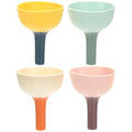 Veemoon 4-pcs Mini Kitchen Funnels with Strainer, Food Grade Liquid and Powder Funnels for Oil, Juice, and Solid Transfer, Portable Narrow Neck Set for Cooking and Bartending