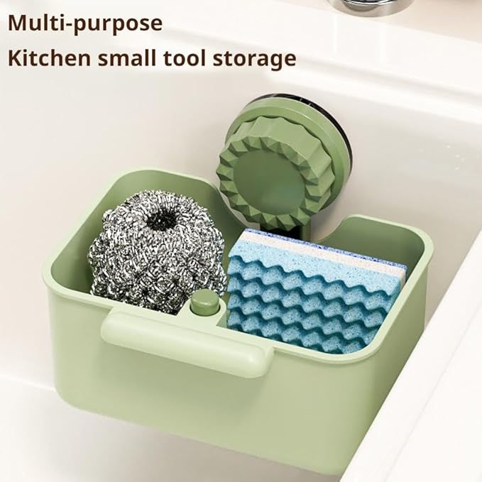 Kitchen Sink Strainer Drainer Basket with Suction Cup,Food Waste Filter Basket,Sponge Brush Holder for Kit-chen Home,Efficient Kitchen Waste Management (White)