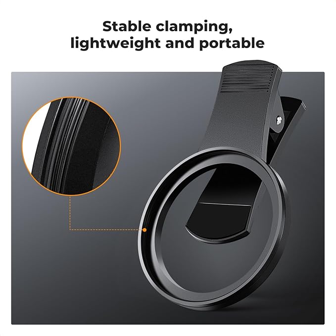 K&F Concept 67mm Thread Clip for Smart Phone, Large Caliber Phone Filter Adapter, Compatible for iPhone 16 15 Pro Max 14 13 12 11 Samsung Galaxy S22 S23 Ultra Galaxy S22 S24 Ultra(Filter Not Included)