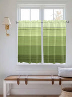 Gradient Green Wooden Board Window Valance Curtains, Retro Country Wood Grain Light Filtering Kitchen Valance with 3-inch Rod Pocket for Living Room Bathroom Bedroom,2 Panel,27.5x45In