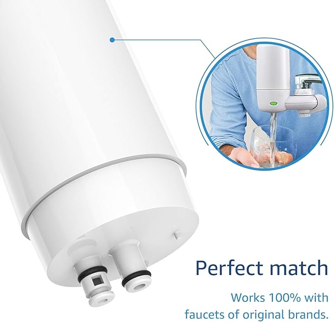 Waterdrop Faucet Water Filter, Replacement for Brita® Filter, Brita® Faucet 36311 On Tap Water Filtration System, FR-200, FF-100 Replacement Filter, White (4 Packs)