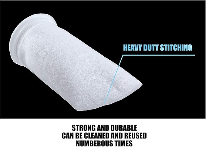 Wave Point 7 Inch Ring Filter Socks 200 Micron - Aquarium Felt Filter Bags - 7 Inch Ring by 16 Inches Long - Fits Eshopps and Aqueon (4 pk)