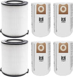 2 Pack Replacement VF4000 Filter for Ridgid Shop Vac Filter 5-20 Gallon, Standard H13 HEAP Wet/Dry Rigid Shop Vac Filters Compatible with Husky 6-9 Gallon Vacs, With 4 Pack VF3502 Bags