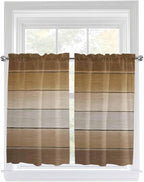 Vintage Brown Gradient Wood Grain Window Valance Curtains, Farmhouse Wood Barn Light Filtering Kitchen Valance with 3-inch Rod Pocket for Living Room Bathroom Bedroom,2 Panel,52x54In