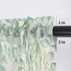 Green Leaf Sheer Valance Curtains, Eucalyptus Leaves Vintage Linen Texture Spring Plant Light Filtering Kitchen Valances Rod Pocket Voile Curtain Treatment for Bedroom/Living Room/Basement 42Wx18L
