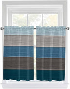 Retro Farm Blue Gray Wood Grain Window Valance Curtains, Rustic Wooden Plank Light Filtering Kitchen Valance with 3-inch Rod Pocket for Living Room Bathroom Bedroom,2 Panel,52x45In