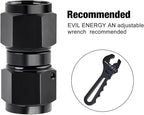 EVIL ENERGY 3AN Female to 3AN Female Straight Swivel Coupler Union Fitting Adapter Aluminum Black 2PCS