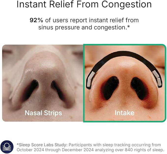 Intake Breathing Magnetic Nasal Strips Starter Kit (15 Count, Black) - Boost Oxygen Intake, Reduce Snoring, Improve Sleep Quality - Sweat Resistant, Nasal Strips - Extra Strength Snoring Solution