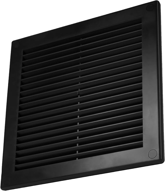 Vent Systems 6" x 6" Inch (Opening Dimensions) - Pack of 50 - Plastic Black Soffit Vent Cover - Flat Square Air Vent Grille - Air Vent Deflector - HVAC 8" x 8" Inch (Overall Dimensions)