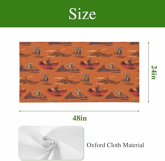 Cowboys Horses 4 Pcs Fluorescent Light Covers 4 x 2 Feet, Desert Ethnic Winds Orange Background Covers for Ceiling Lights Magnetic Light Cloth Filter for Classroom Office Home