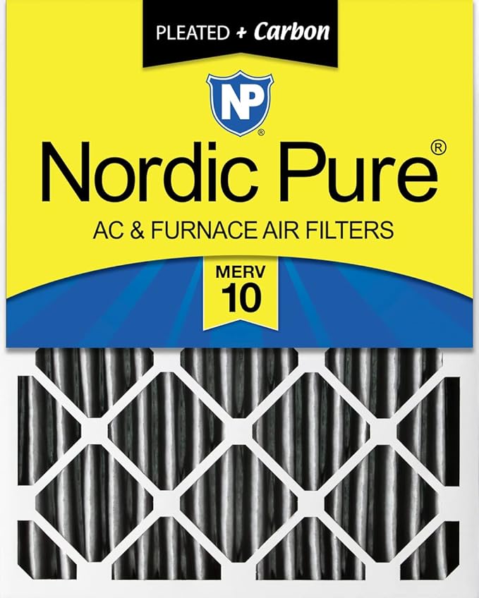 Nordic Pure 18x24x4 (Actual Size: 17 1/2 x 23 3/8 x 3 5/8) Furnace Air Filters MERV 10 Plus Carbon 1 Pack