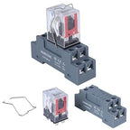 Electromagnetic Power Relay, 8-Pin 10 AMP 12V AC Relay Coil with Socket Base, LED Indicator, DPDT 2NO 2NC - MY2NJ [Applicable for DIN Rail System]
