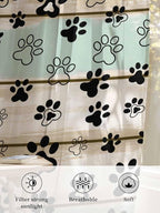 Sheer Curtains 54 Inch Length, Sage Green Beige Farmhouse Semi Sheer Curtains Light Filtering Window Treatment, Black Dog Paw Vintage Wooden Privacy Voile Drapes for Living Room Bedroom 52x54 Inch
