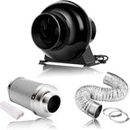 Ventilation Kit, 4 Inch Inline Fan 200 CFM Exhaust Blower, 4 Inch Carbon Fiber Filter Exhaust Fan Combo with 8 Feet Duct for Hydroponic Grow Tents and Basements