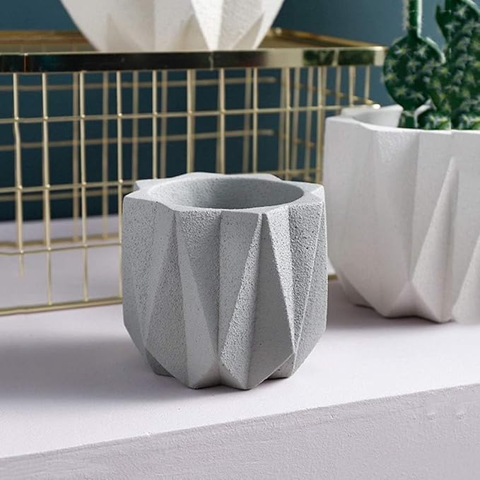 Outdoor Succulent Plantpot Cactus Plant Container Cement Flowerpot Container Modern Simple Planter Flower Vase Meat Plant Cement Container Concrete Flower Plant (Gray1 13cm*11.5cm) (Gray1 13cm*11.5cm)