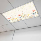 Fluorescent Light Covers for Ceiling Lights Spring Poppy Floral Magnetic Light Filters 1 Pack 4x2 ft Wildflower Vintage Ceiling Lights Cover for Classroom Office School Home Drop Lamp Decor
