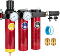 NANPU Z Series 3-Stage Air Filtration System - Sintered, Fine, & Charcoal Filters, 3/8" NPT Inlet, 1/4" NPT Outlet Module, 0-230 psi Gauge, 127 CFM @ 6 bar, Metal Housing, Heat Resistant to 248°F