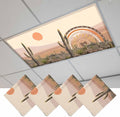Fluorescent Light Covers for Ceiling Lights Cactus Desert Magnetic Light Filters 4 Pack 4x2 ft Sun Mountain Rainbow Bohemian Style Ceiling Lights Cover for Classroom Office School Home Drop Lamp Decor