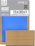 15x30x1 Air Filter Comparable to MPR 100 Basic Economy Furnace Filters, 12 Pack of Non Pleated Fiberglass Filter For Dust - Low Airflow Restriction! From AIRX FILTERS WICKED CLEAN AIR.