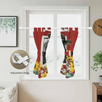 Cows Sunflowers Bedroom Curtains 63 Inch Length, Window Curtains Tab Top, Spring Botanical Floral Bees Red Barn Light Filtering Window Treatments Drapes 42"x63" 2 Panel