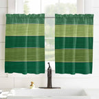Farm Retro Green Wood Grain Window Valance Curtains, Rustic Wooden Plank Texture Light Filtering Kitchen Valance with 3-inch Rod Pocket for Living Room Bathroom Bedroom,2 Panel,42x54In