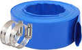 3” Diameter x 100' Blue Backwash Hose for Swimming Pools, Heavy Duty Discharge Hose Reinforced Pool Drain Hose, PVC Lay-Flat Draining Hoses Ideal for Water Transferring