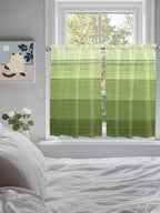 Gradient Green Wooden Board Window Valance Curtains, Retro Country Wood Grain Light Filtering Kitchen Valance with 3-inch Rod Pocket for Living Room Bathroom Bedroom,2 Panel,27.5x45In
