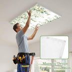Fluorescent Light Covers for Ceiling Lights Sage Green Eucalyptus Leaves Magnetic Light Filters 2 Pack 4x2 ft Nature Leaf Plant Ceiling Lights Cover for Classroom Office School Home Drop Lamp Decor