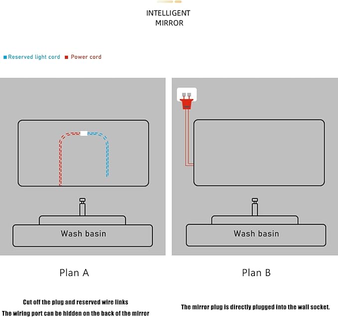 Bathroom Mirror with 3 Colour LED Lights, Wall Mounted Bathroom Vanity Mirror, Demister Heat Pad/Dimming Function/Touch Switch Smart Mirror(A,39.3"x35.4"/100x90cm)