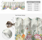 Easter Tie Up Valance Curtains for Windows, Kitchen Curtains Window Shades, Spring Rabbit Ears Foot Colorful Eggs Leaf Floral Light Filtering Roman Curtain Valances for Bedroom/Bathroom/Cafe 54"x18"