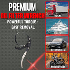 Oil Filter Wrench Tool with Positive Grip Handle for Cars & Motorcycles | Adjustable Torque System | Multi-Purpose Removal Tool from 2-3/4 inch to 3-3/4 inch(70 mm to 95 mm)
