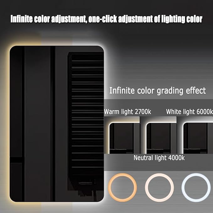 Bathroom Mirror with LED Lights, Backlit Illuminated Bathroom Mirror Wall Mounted Multifunction Vanity Mirror with 3 LED Light Color Dimmable and Demister Pad,(B,H40*W60CM/H15.7*W23.6IN)