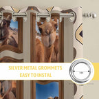 2 Panel Kitchen Cafe Curtains, Desert Camels Sunlight Filtering Nature Air Through, Home Decor Window Covering Tier Curtains for Living Room 55W x 39L inch Western Wildlife Brown Animals Country