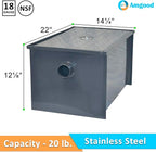 20 LB Carbon Steel Grease Trap Interceptor for Restaurant Under Sink Kitchen | 10 GPM | PDI Certified