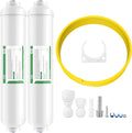Membrane Solutions Inline Water Filter Kit for Refrigerator and Ice Maker, Reduces Chlorine Taste and Odor, Compatible with 1/4" & 3/8" Pipes, Ideal for Drinking Water and Filtered Ice, 2 Pack