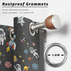 Cartoon Space Outdoor Curtains for Patio Rockets Planets Astronauts Gray Waterproof Outside Curtains with Grommet Top Weatherproof Curtain for Cabana Pergola Gazebo, 1 Panel, 54" W x 84" L