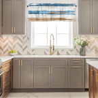 Vintage Blue Valances for Windows, Brown Wood Grain Mottled Texture Abstract Art Kitchen Valance Light Filtering Rod Pocket Short Curtains for Kitchen Bathroom, 1 Panel, 60"x14"