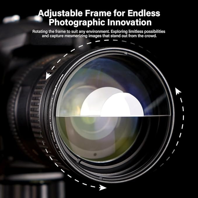 Walking Way 82mm Split Halo FX Prism Lens Filter, Rotating Half-Frame Blur & Halo Effect Filter for Portraits, Creative Photography & Video, Durable Optical Glass