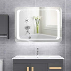 LED Bathroom Mirror with Lights Sensor Switch Illuminated Bathroom Mirror with Demister Pad for Makeup Cosmetic Shaving…