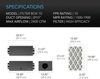 AC Infinity Inline Filter Box 10" with High Efficacy Filter, Whole House HVAC Filtration Kit, Fits 10-Inch Inline Duct Fans for Fresh Air Intake and Ventilation
