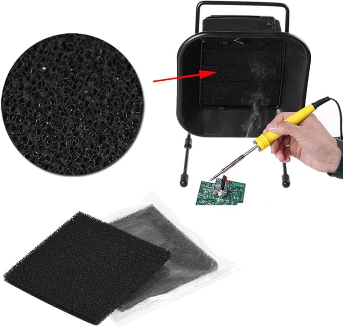 Smoke Absorber Filter, 10pcs Activated Carbon Filters Sponge 13cm x 13cm for Soldering Smoke Absorber Fume, Fume and Smoke Extractor Filters