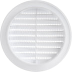 White 4" Inch Round Ventilation Grille with Insect mesh. (Duct 4Ø / Grille 5Ø) Ventilation Applications. Indoor and Outdoor Vent Cover. Available 3 Sizes / 4 Colors.