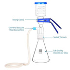 stonylab Borosilicate Glass Filtration Apparatus, Vacuum Filter Kit with 500ml Filtering Flask