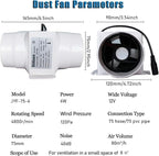 3 Inch Inline Duct Extractor Fan 75Mm 12V Powerful Exhaust Blower Speed Controller 6W Inline Booster Air Diffuser Fan for Grow Tents Workshop (Color : NO Adjustable Speed, Size : 6w)