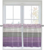 Country Wood Board Gray Purple Window Valance Curtains, Farmhouse Gradient Plank Light Filtering Kitchen Valance with 3-inch Rod Pocket for Living Room Bathroom Bedroom,2 Panel,27.5x24In
